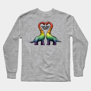 Trans Rights Are Human Rights Brachiosaur Rainbow Long Sleeve T-Shirt